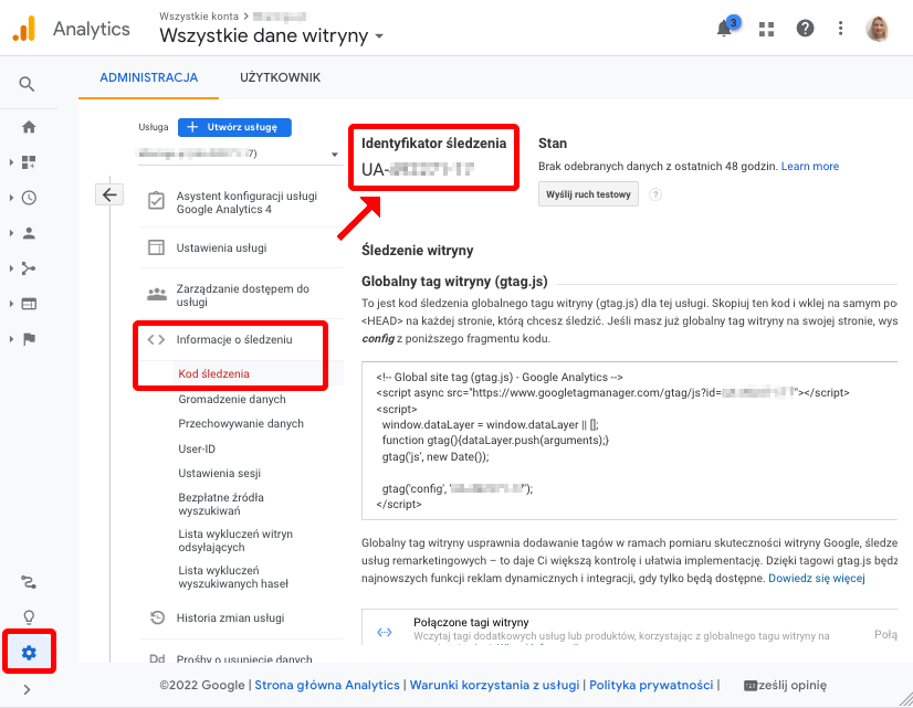 universal analytics identyfikator śledzenia